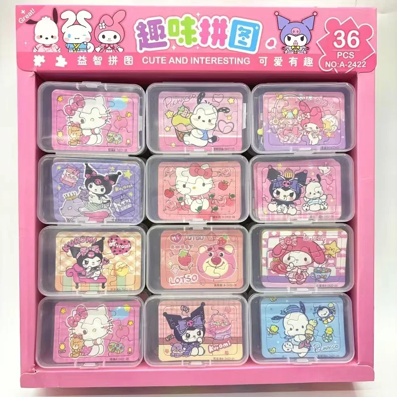 5Pcs/Box Cute Sanrio Mymelody Kuromi Cinnamoroll Pochacco Cartoon Puzzle Game Early Learning Educational Toys kids Gift