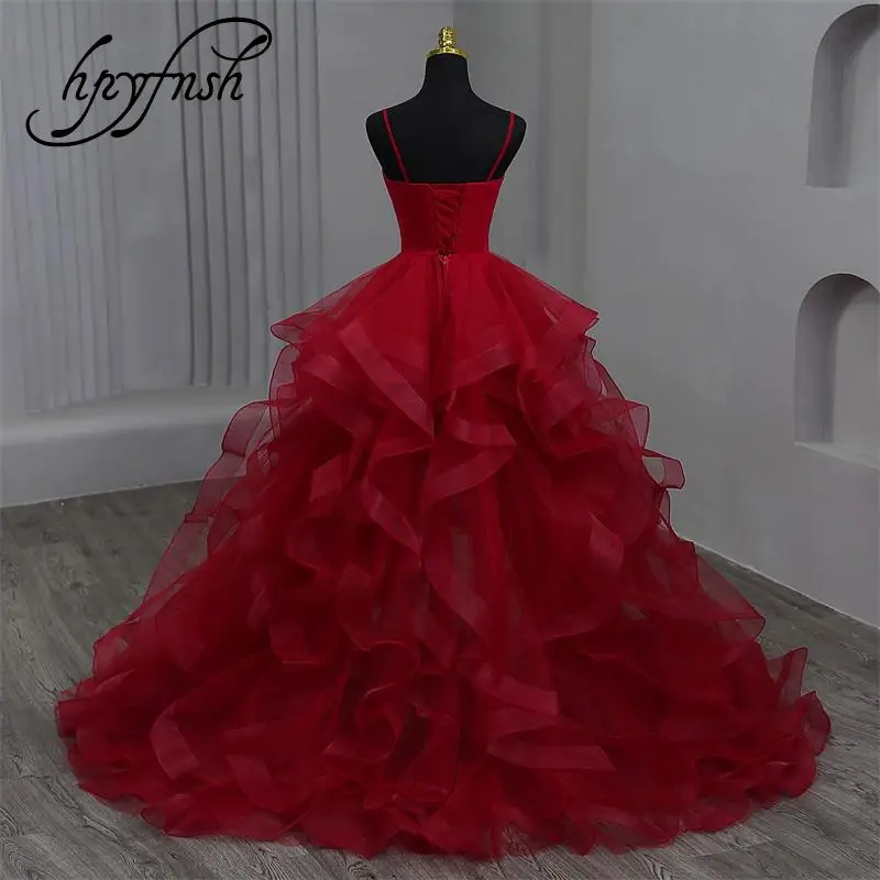 

Vestido De Noiva New High-low Train Spaghetti Strap Quinceanera Dresses Sweet Ball Gown Custom Colors Vestidos Make Plus Size