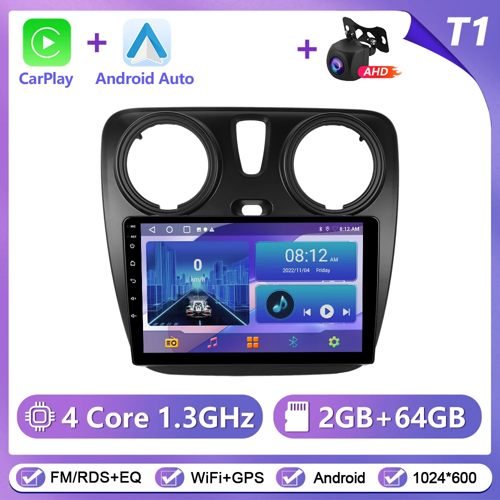 Podofo CarPlay Android Autoradio Voor Renault Lodgy 2021/Dokker 2012-2020 GPS Intelligente Systemen tereo Multimedia Autoradio
