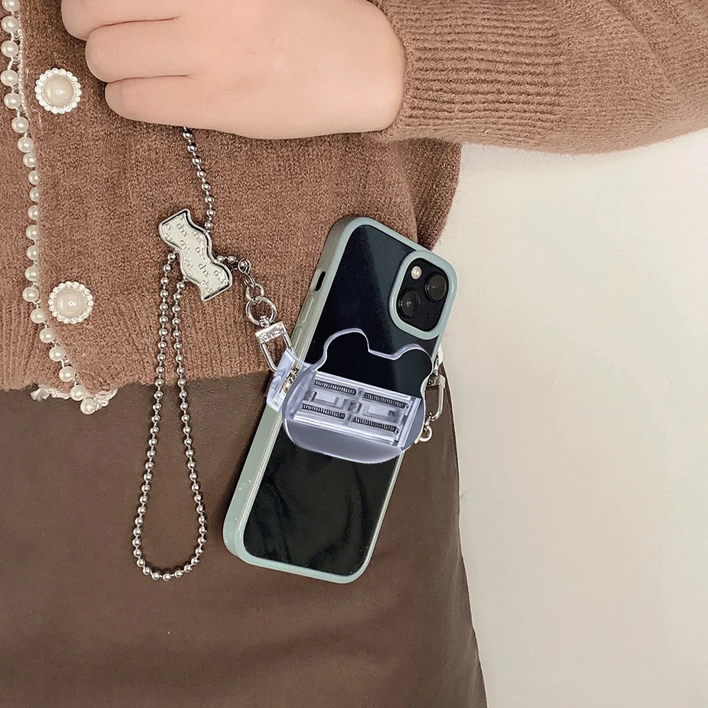 Transparent Phone Back Clip with Detachable Mobile Phone Lanyard Crossbody Chain Neck Strap for IPhone Samsung Anti-lost Holder