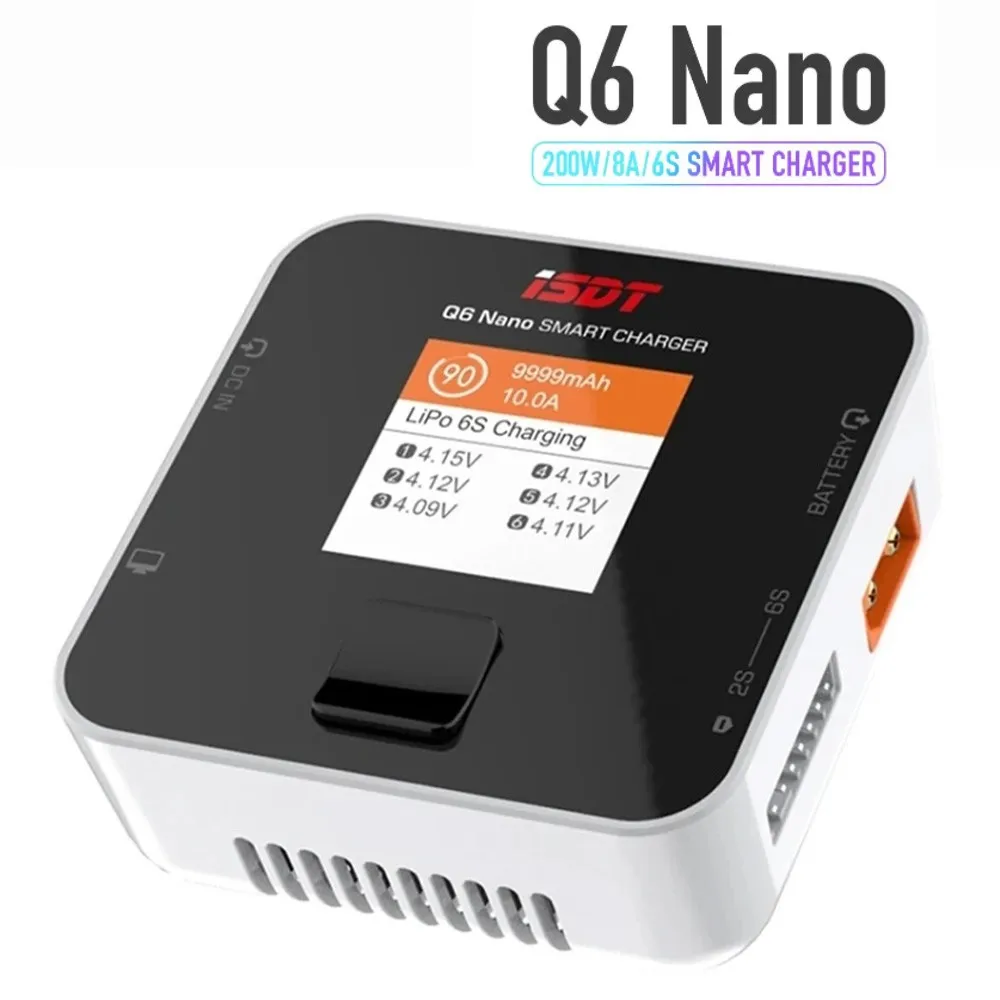 

ISDT Q6 Nano 8A 200 Вт DC 2-6S ЖК-дисплей цифровое умное зарядное устройство для батареи Li-Po Li-Hv Li-Fe NiMH Ni-Cd Pb