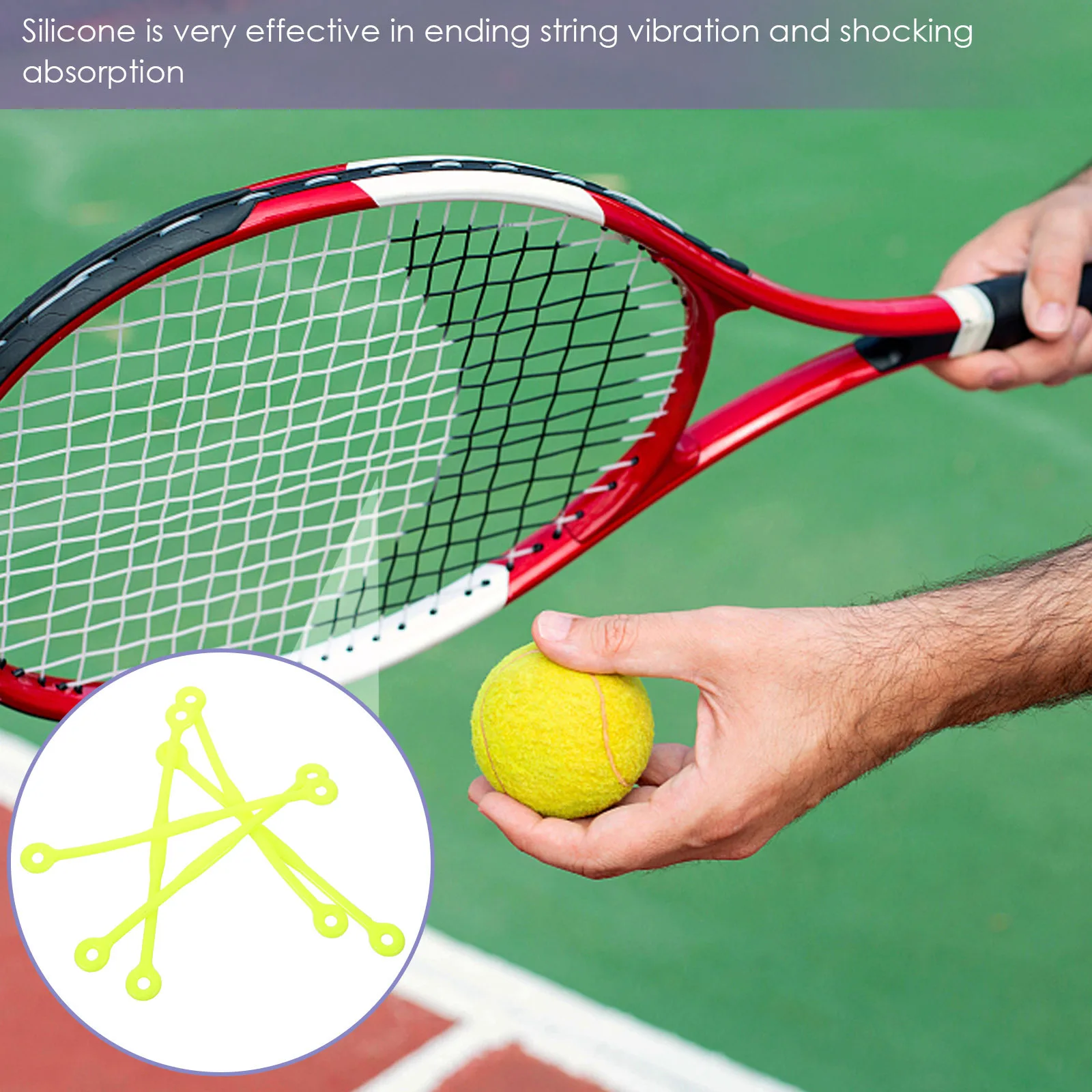 5-teiliger Tennisdämpfer für Schläger, Vibrationskontrolle, Stoßdämpfung, Armkomfort, sichere Passform, kein Gewichtsstoß, tragbare Verwendung