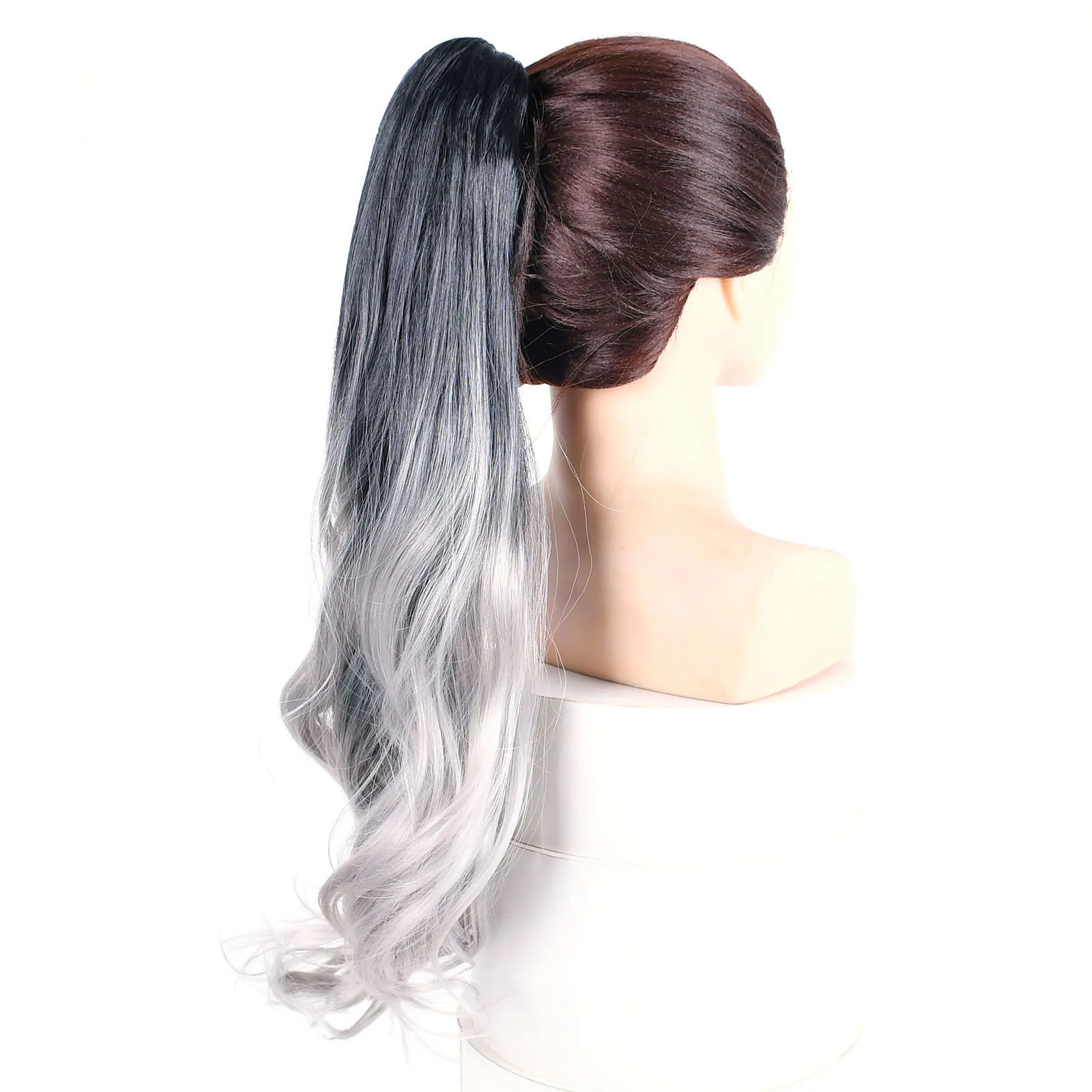 

Zolin Ponytails Rainbow Ombre Color Long Wavy Hair Ponytail Claw On Hair Extension Blue Purple Ponytails Synthetic Hairpiece