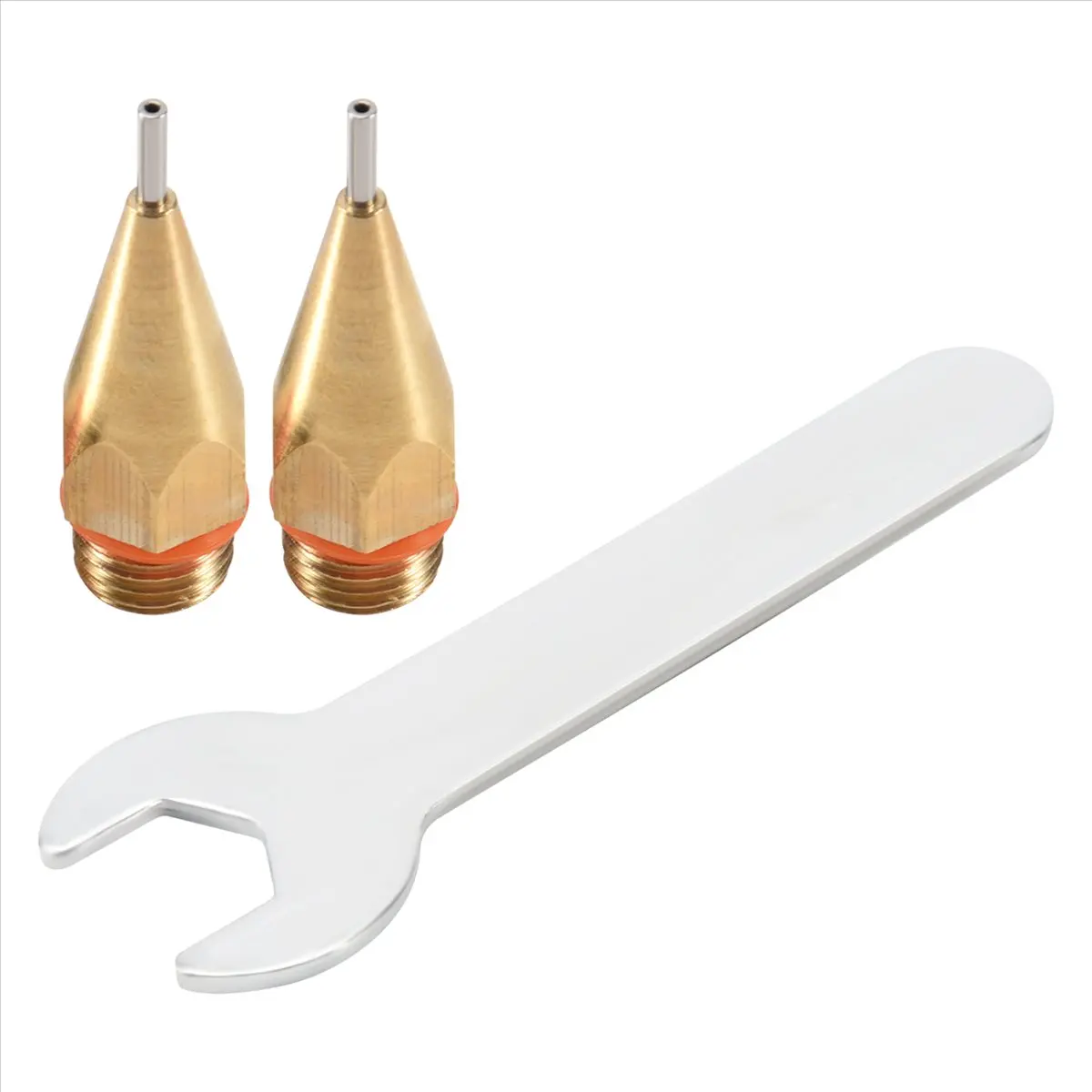 (WSFS) 2Pcs 1Mm Aperture Diameter Hot Melt Glue Nozzle 1.0X40Mm Copper Nozzle With Nozzle Wrench Interchangeable Nozzle Parts