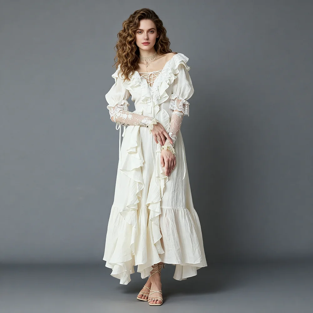 Boho Beach Maxi Dress Women Flowy Bohemian Gown Off Shoulder Beach Photoshoot Dress Summer Elegant Vacation Dress