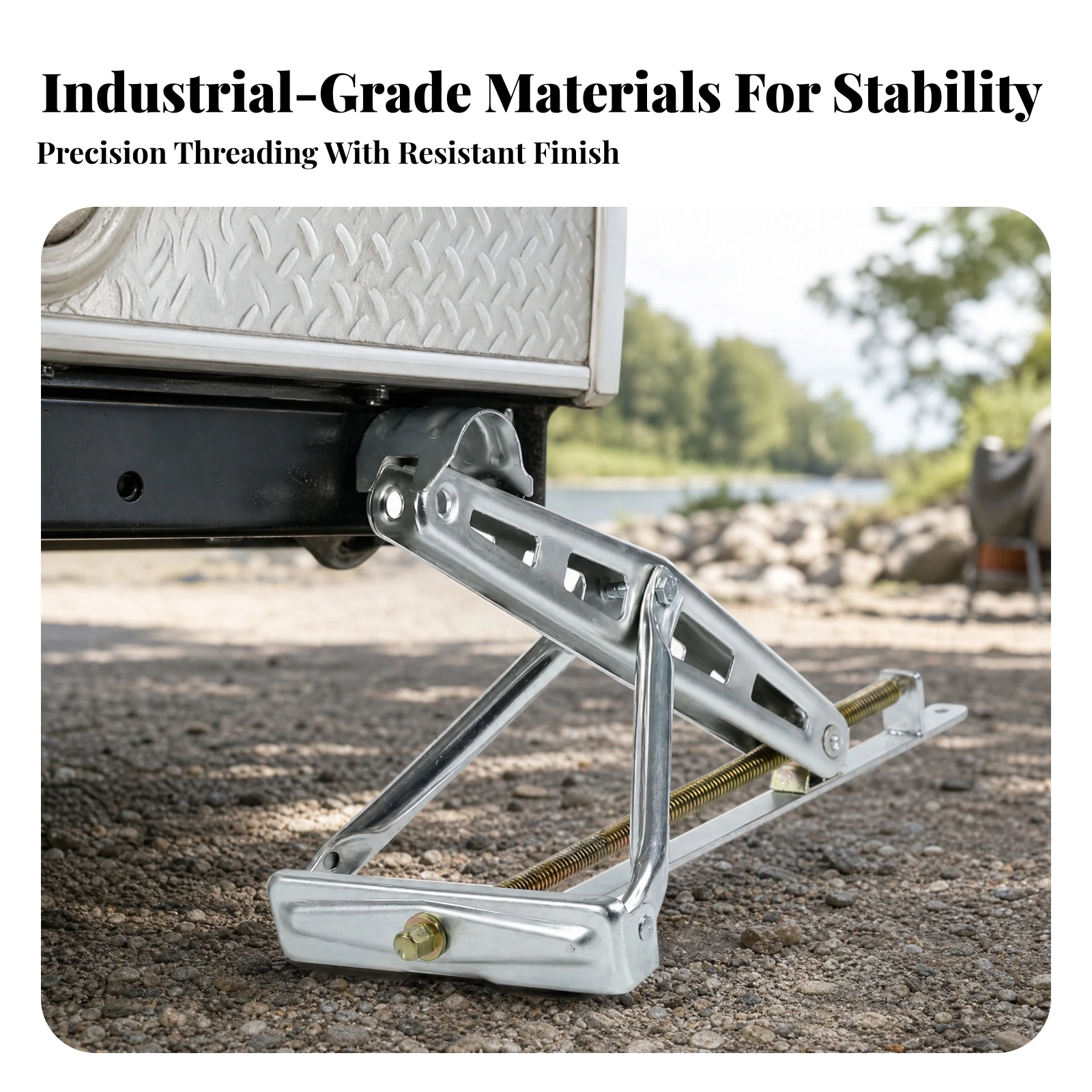 RV Stabilizer Jack with Hand Crank Adjustable Trailer Stabilizer Jack with Base Plate Hardware Articulated Rust-Resistant