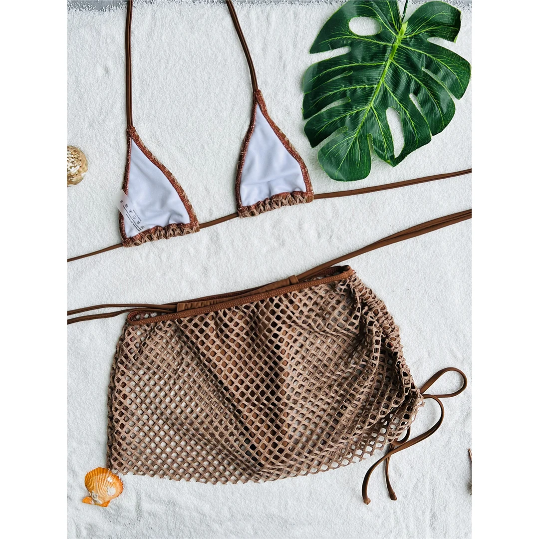 S - XL Netzrock, Neckholder-Bikini, Damen-Badeanzug, dreiteiliges Bikini-Set, Damen-Bademode, Badeanzug, Schwimmanzug V4889 – Detail 36