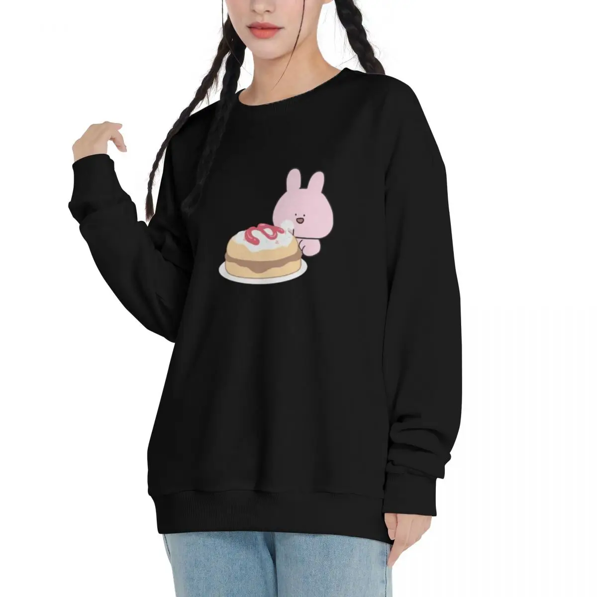 A-Asamimichaan Cute Asamimi 2024 Spring and Autumn Cotton New Fit Round Neck Sweatshirt