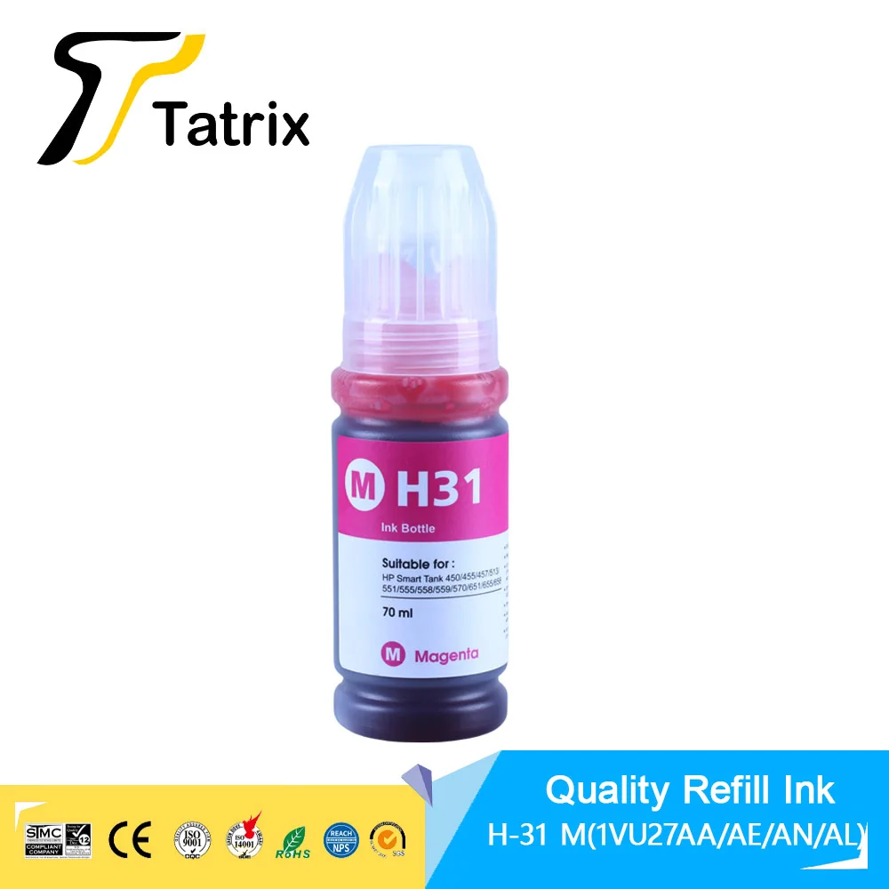 Tatrix Refill Dye Ink Kit For HP 32XL HP 31 For HP mart Tank 5105/6001/6005/6006/7001Smart Tank 670/675/720/725/750/755/790/795