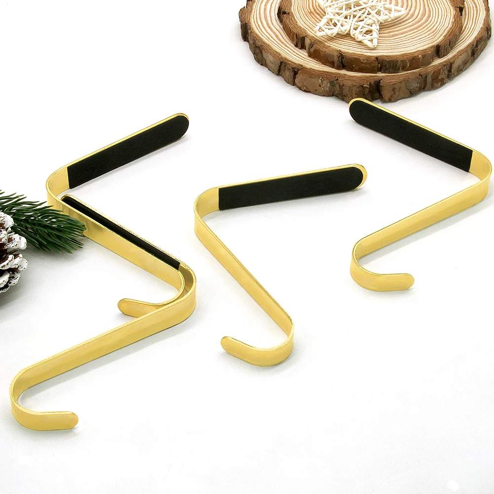 

Christmas Stocking Holders Hooks Metal Fireplace Stocking Hanger Multi-Use Stocking Pendant Hooks for Home Xmas Party Decor