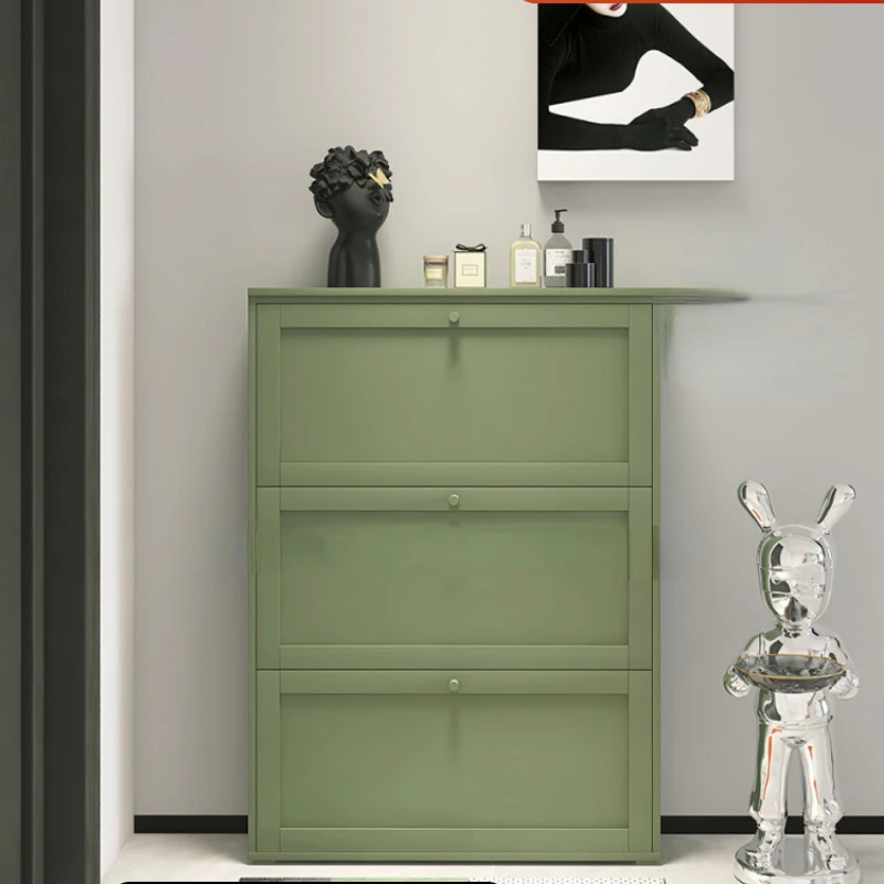 Italian minimalist flip shoe cabinet, large capacity entrance cabinet, ultra-thin storage cabinet