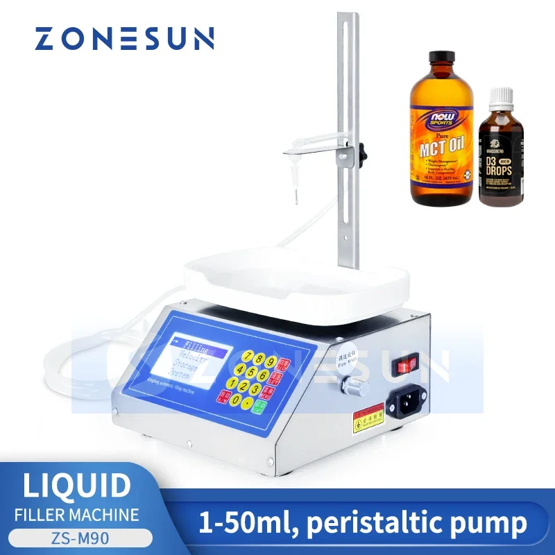 

ZONESUN Semi Automatic Liquid Filling Weighing Machine Perfume Liquid Solution Nail Polish Small Workshop Production ZS-M90