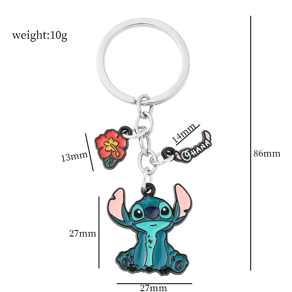 Cartoon Lilo and Stitch Keychain Disney Metal Enamel Pendant Keyrings Cute Stitch Keyholder for Bag Accessories Gift for Friends