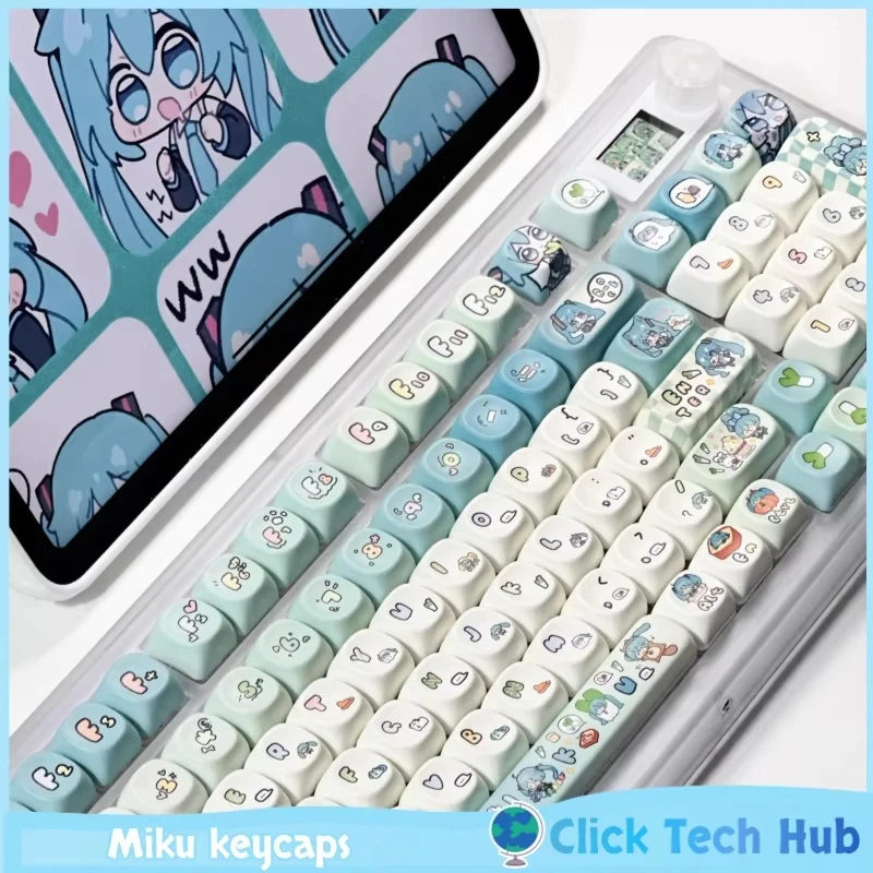 

Anime Miku Keycaps Theme Keycaps Customized Keyboard 131 Key Mechanical Keyboard Keycaps Cute Keycaps Office Game Accessories