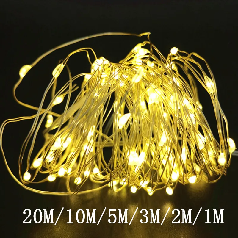 

1m 2m 3m 5m 10m LED Copper Wire Fairy String Lights Battery Powered Festive Bottle Lights USB Garland Christmas Decoration Luces