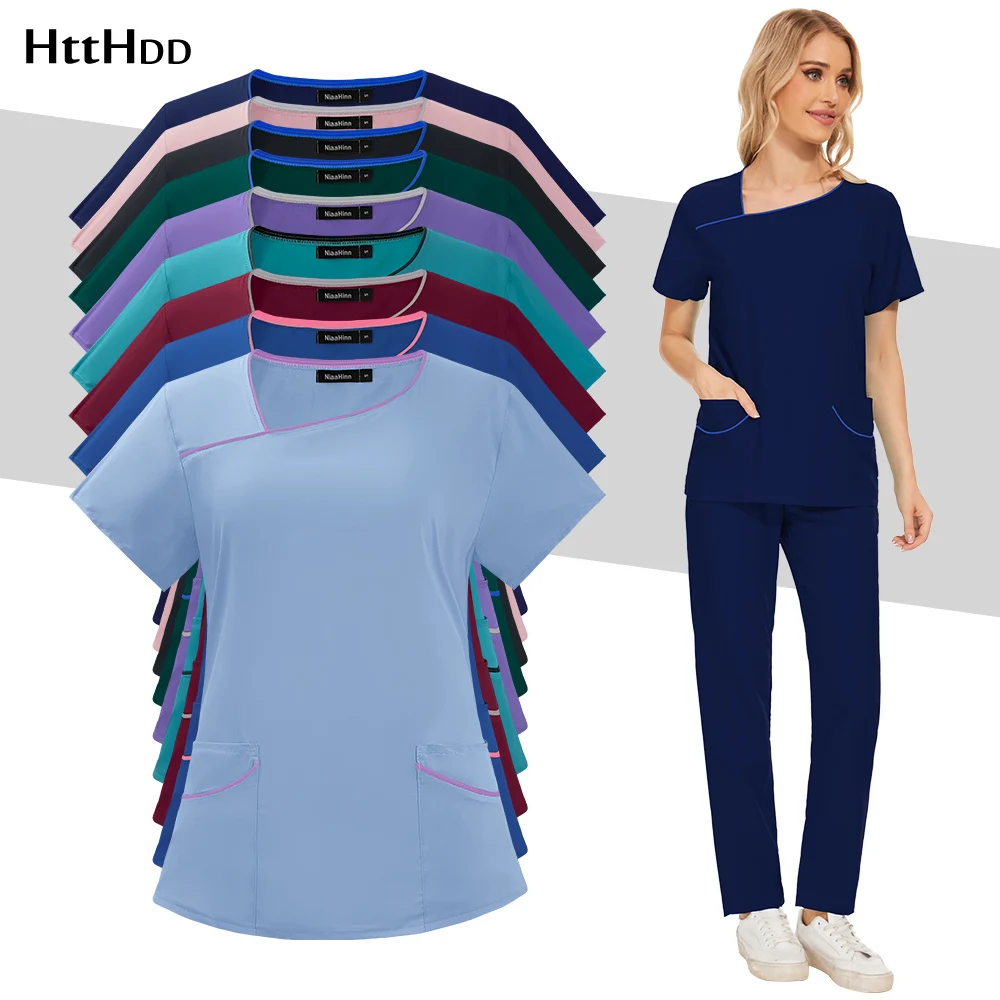 

Doctor Nursing Scrubs Suit Uniform Hospital Uniforms Scrub Medical Uniforms Women Healthcare Pharmacy Work Wear Medical Blouses