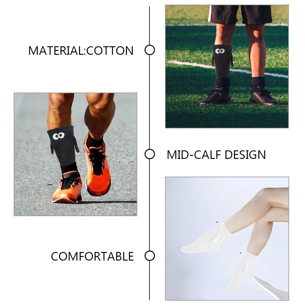 

2Pairs Hand Holding Socks Cute Cotton Unisex Mid Calf Sports Socks for Running Hiking Fitness Activities Couple Gift