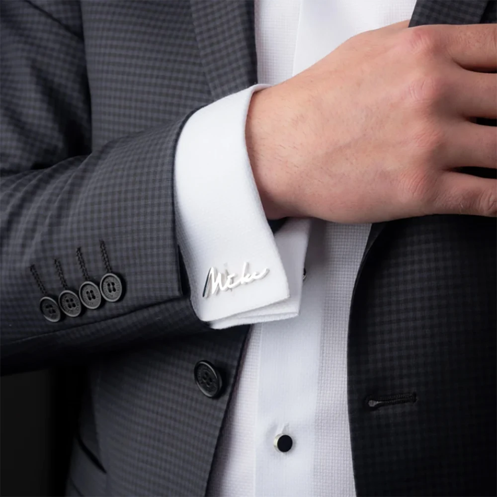 Personalized Customized Name Cufflinks, Stainless Steel Exquisite And Fashionable Men\'s Shirt Cufflinks, A Gift For Husband