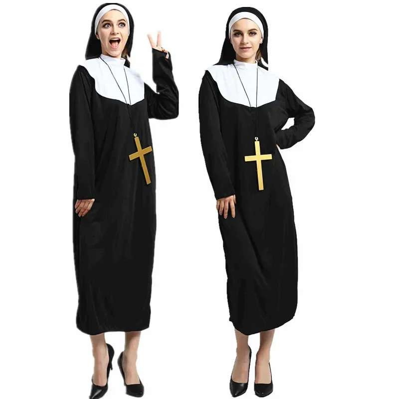 New European and American Cosplay Female Nun Robe Party Role Play Costume Drama Stage Performance Cosplay Costumes