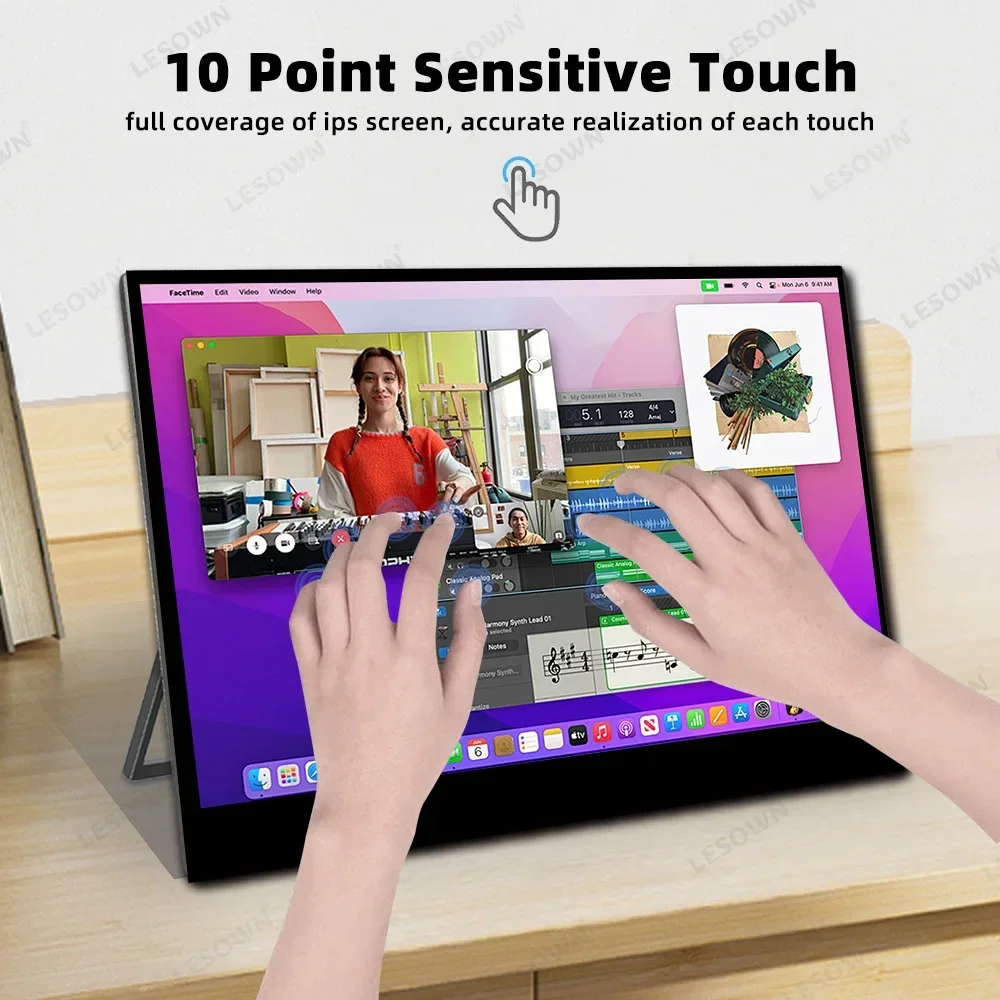 Imagem -06 - Lesown Uhd 3840x2160 Usb c Hdmi 4k Touchscreen Lcd Monitor 156 Polegadas Portátil Externo Ips Tela Secundária Laptop pc Display