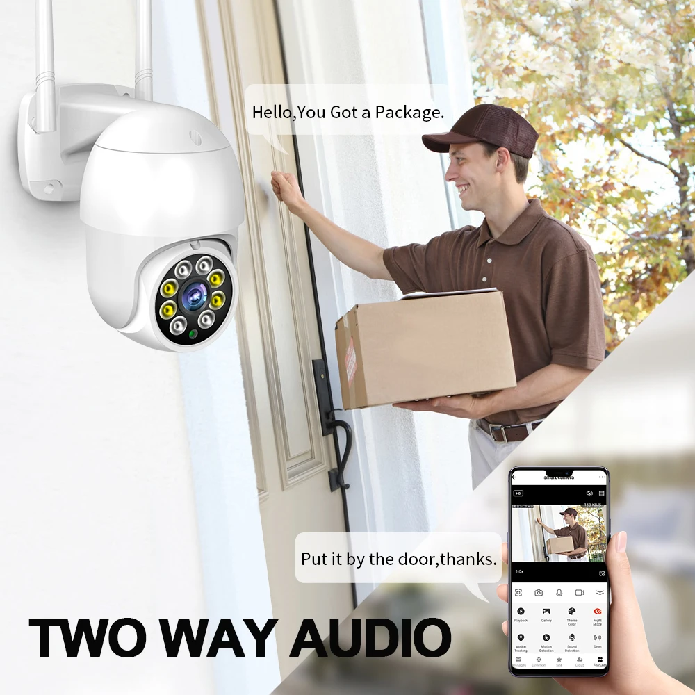Wistino 8CH CCTV WIFI Kit مجموعة الكاميرا اتجاهين الصوت كشف الحركة 360 درجة الملونة للرؤية الليلية PTZ نظام CCTV اللاسلكية #3