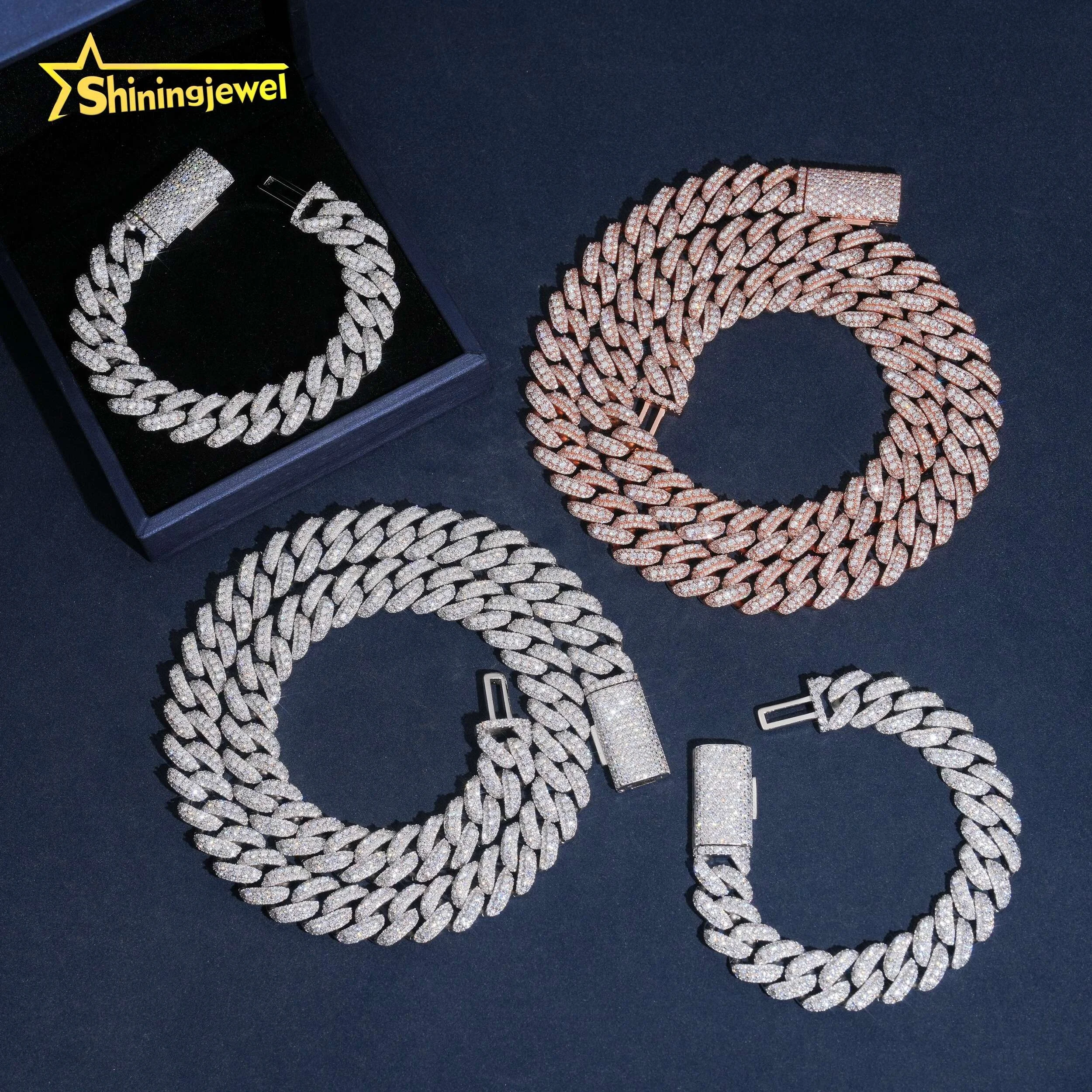 Warehouse USA Fast Shipping 925 Sterling Silver 13mm Hip Hop VVS Moissanite Iced Out Cuban Link Chain..