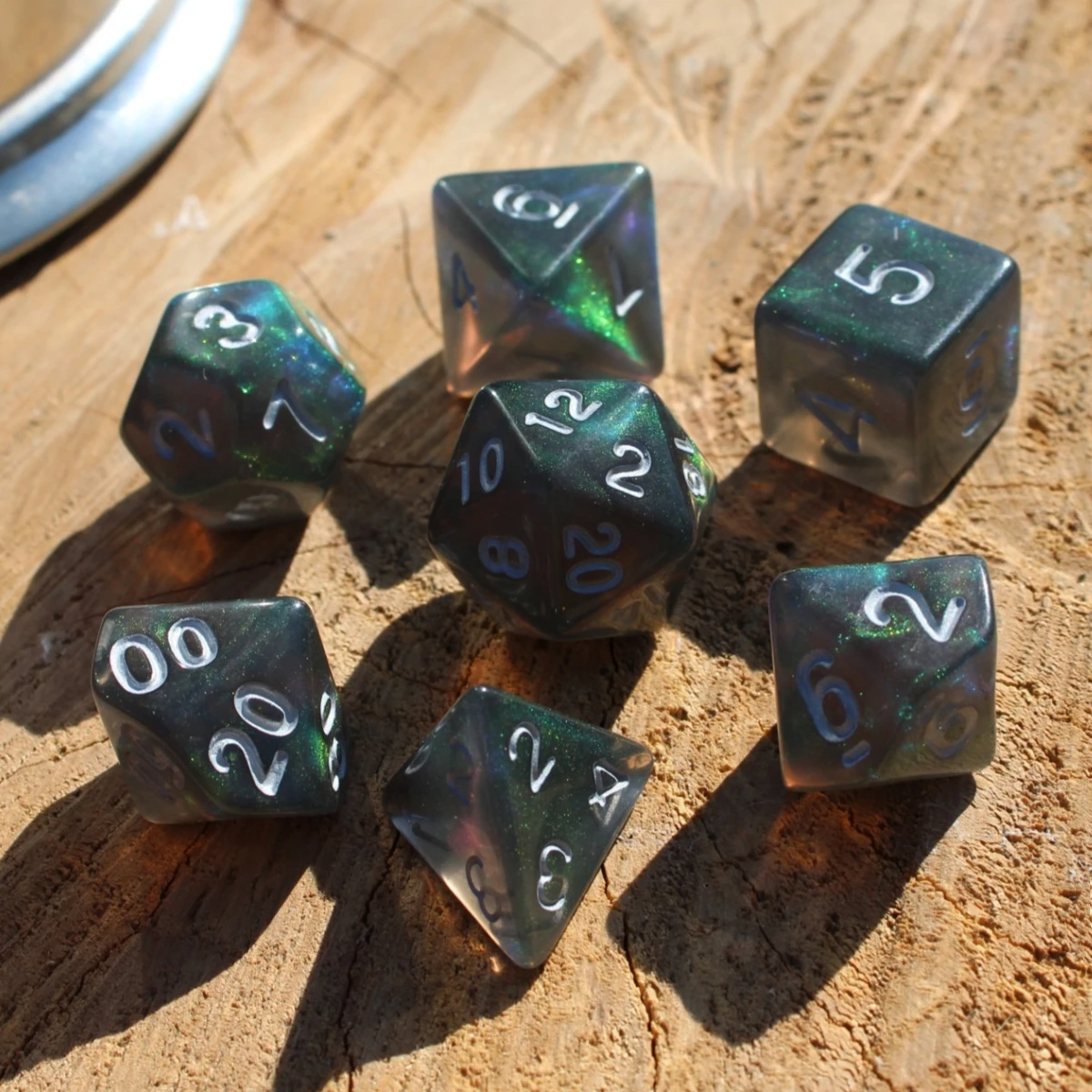 7Pcs/Set Auroral Starry Sky Dice for DND Dungeons and Dragons Table Games D&D RPG Tabletop Roleplaying