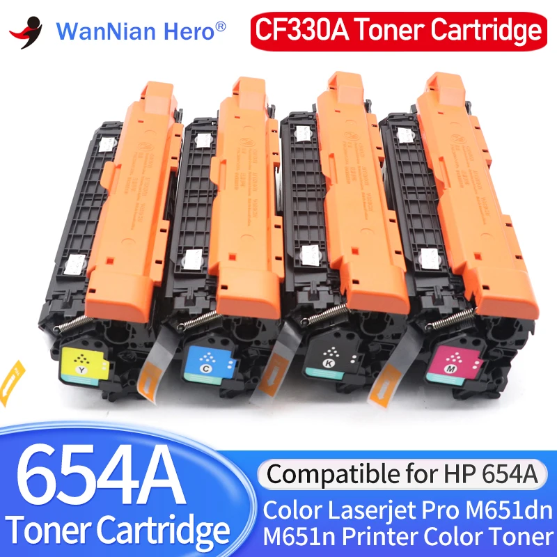 

654A Toner Cartridge CF330A CF331A CF332A CF333A Compatible for HP Color Laserjet Pro M651dn M651n M651 Printer Toner Color