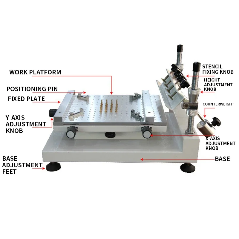 Manual Screen Printing Table ZB3040H Precision Screen Printing Table 250*400mm Printing Area Solder Paste  Table