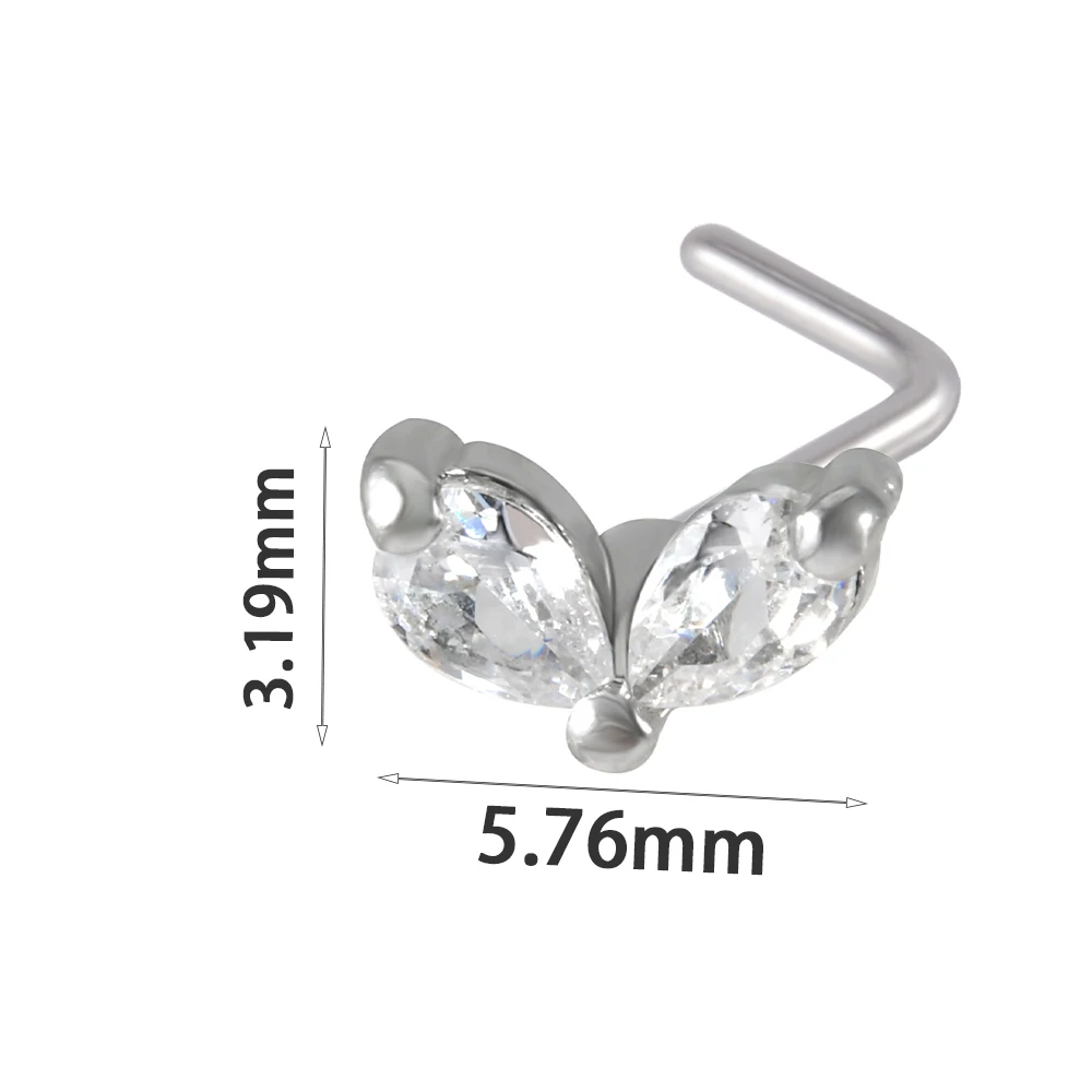 1PC Surgical Steel Nose Bone Ring Cz Cross flowers Butterfly Wings Top Screw Nose Piercing Retainer Holder Nazir Stud Jewelry image 3