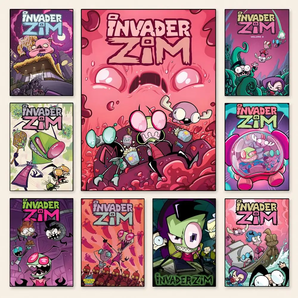 Cartoon Invader Zim Poster Poster Minimalist Decor HD SelfAdhesive Wall Art for Home Café Bedroom Gift Aesthetic Hanging