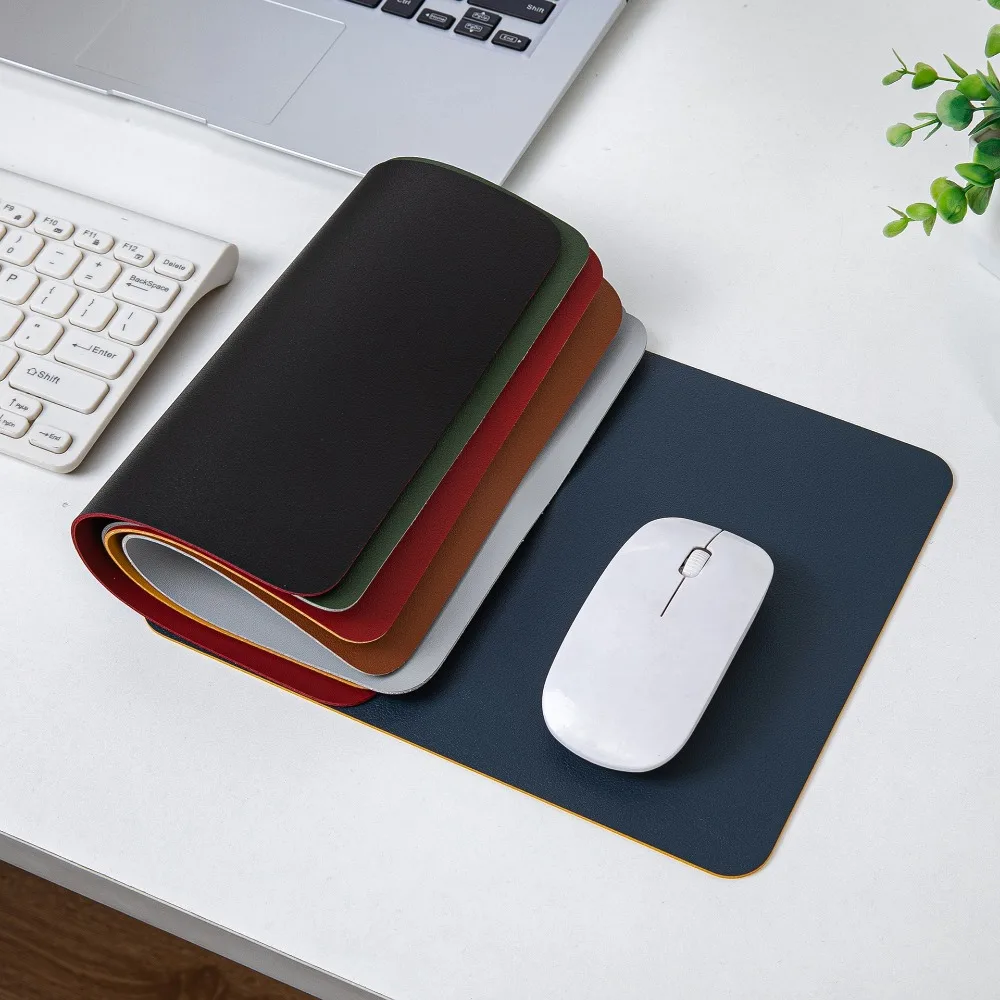 New Simple Solid Color PU Leather Mouse Mat Anti-slip Waterproof 23*20cm Mouse Pad School Supplies Office Accessories Desk Set