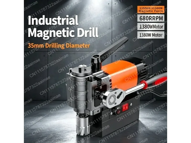 Compact Magnetic Drill Press with Horizontal Base for Vertical and High-Altitude Punching