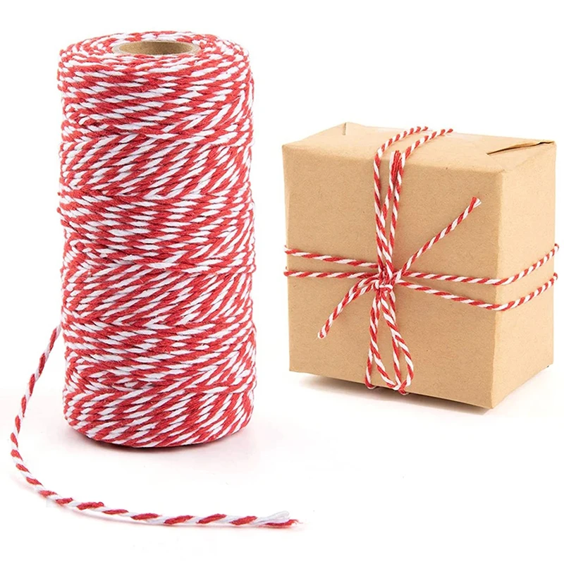 1Rol 100M Bakkers Touwtouw Katoenen Koorden Touw 2Mm Voor Huisdecoratie Handgemaakt Kerstcadeau Verpakking Handwerk Diy Verpakking Cadeau