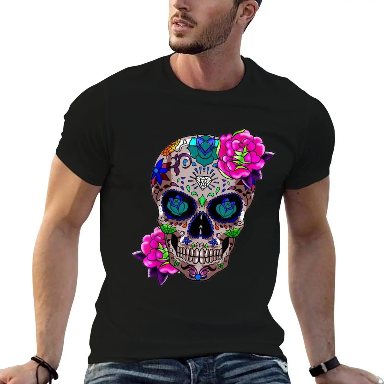 

Sugar Skull Day Of The Dead Cool Bone Head Skulls Gift Idea T-Shirt t shirts for man cotton man t shirt luxury T-Shirt