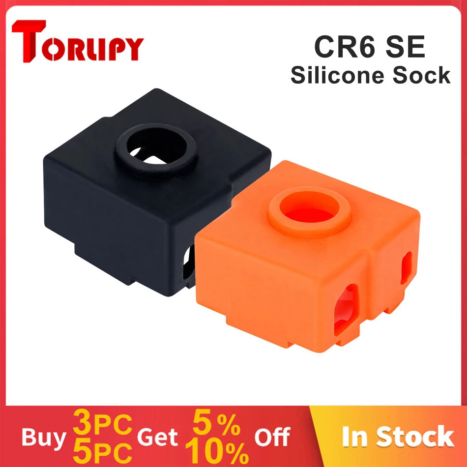 Torlipy CR6 SE Silicone Sock 3D Printer Accessories For CR 6 SE Heated Block Hotend, CR-6 SE Heatblock Case Cover Orange Black