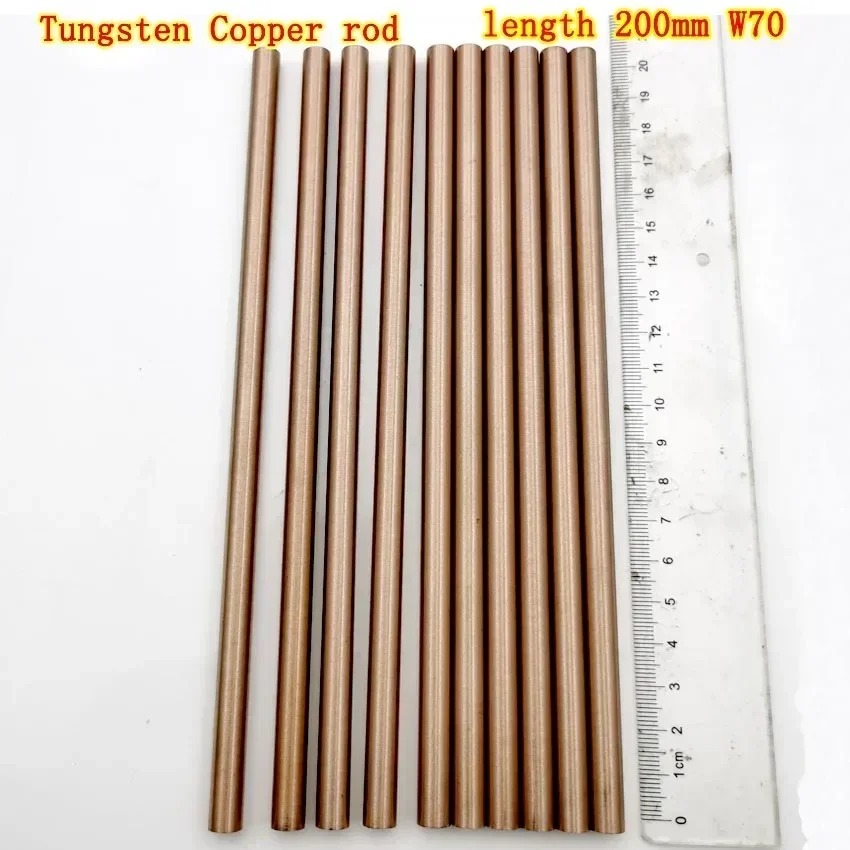 W70 Bar W70Cu30 Tungsten Copper Alloy Bar Rod Spot Welding Electrode Rod DIY Material Length200mm Diameter 2 to 10mm