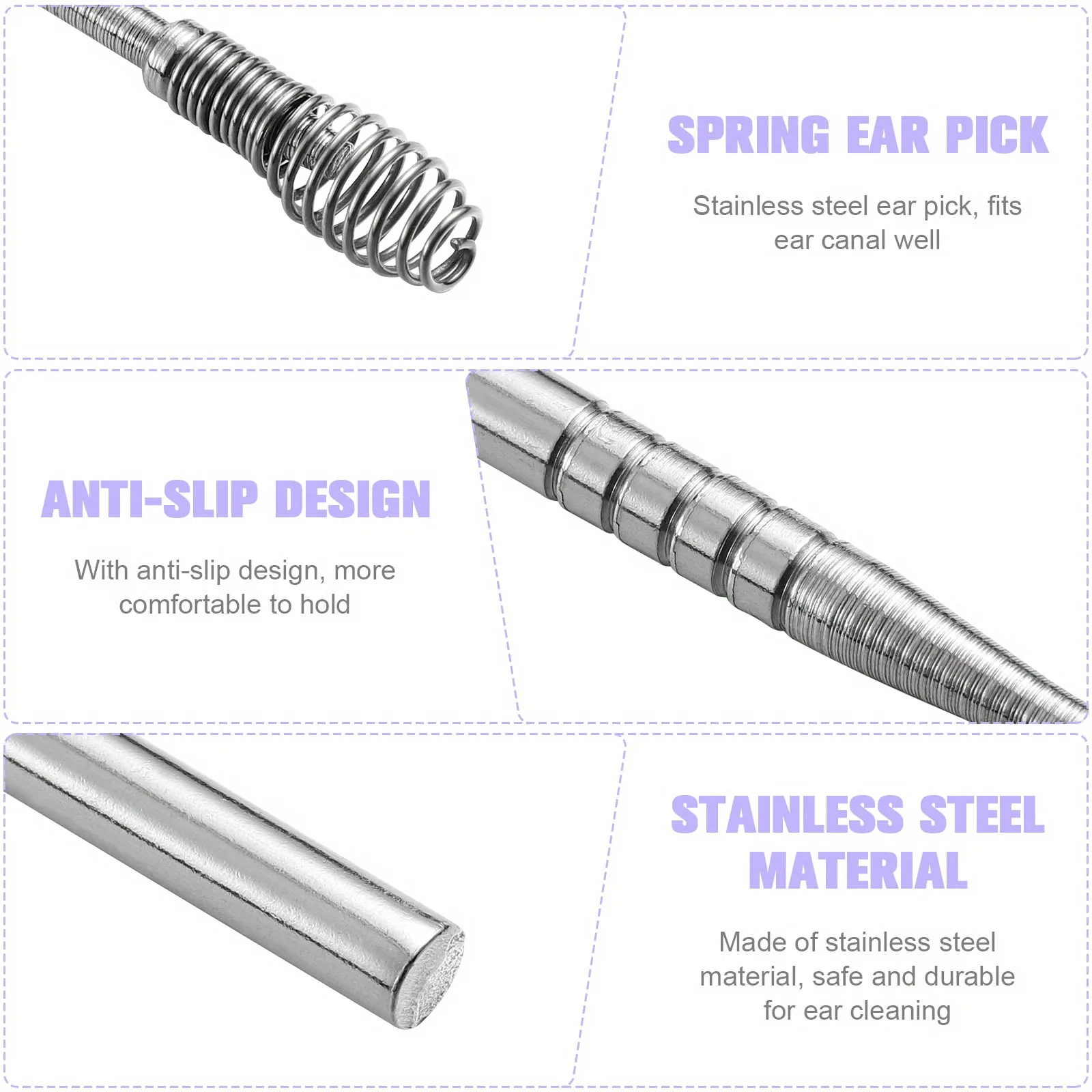 5pcs Stainless Steel Ear Cleaning Picks Earwax Removal Tools Spring Ear Spoons Health Care Instruments Ear Wax Clean Tool