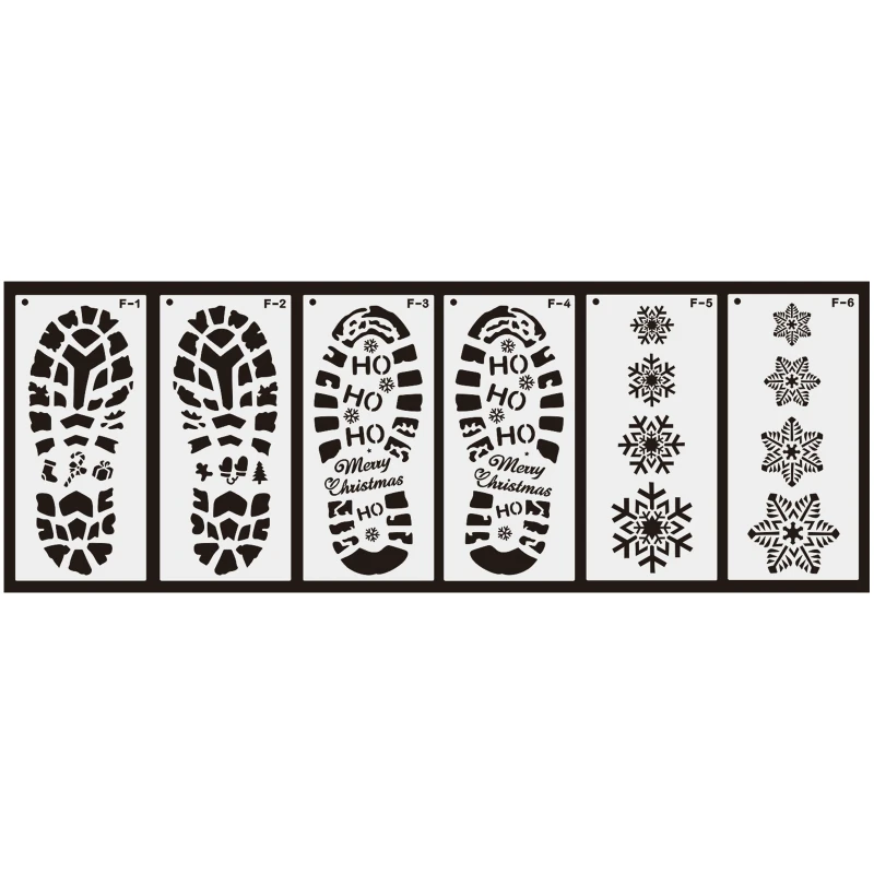 Reusable Plastic Santa Stencil for Painting on the Floor, Elf Footprint, Snowflakes, Christmas Decoration