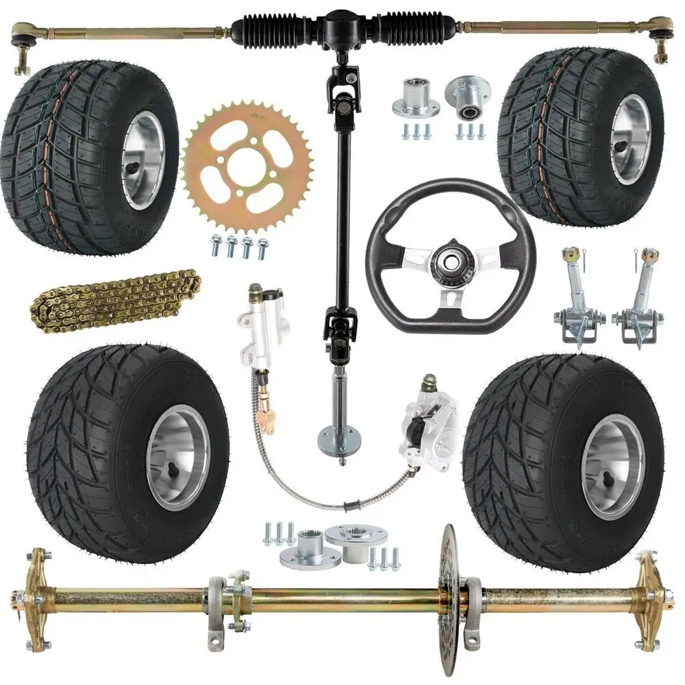 Complete 810mm Go Kart Rear Axle Kit+2 Front Rear 11x7.10-5 10x4.50-5 Tyre +Wheel Hub for DIY ATV Quad Golf Carts