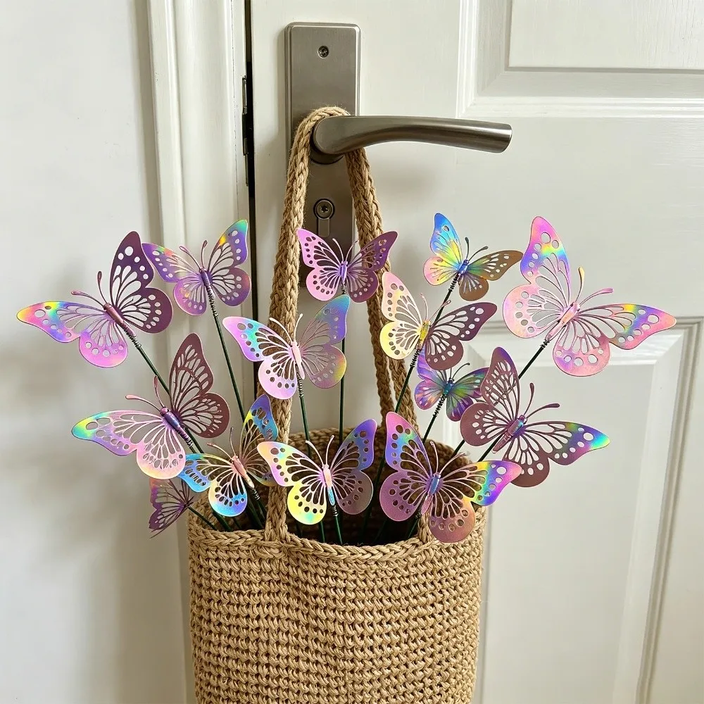 Colorful Butterfly Stakes Lifelike Dreamlike Simulation Butterfly Ornaments Multi-purpose Plant Plug
