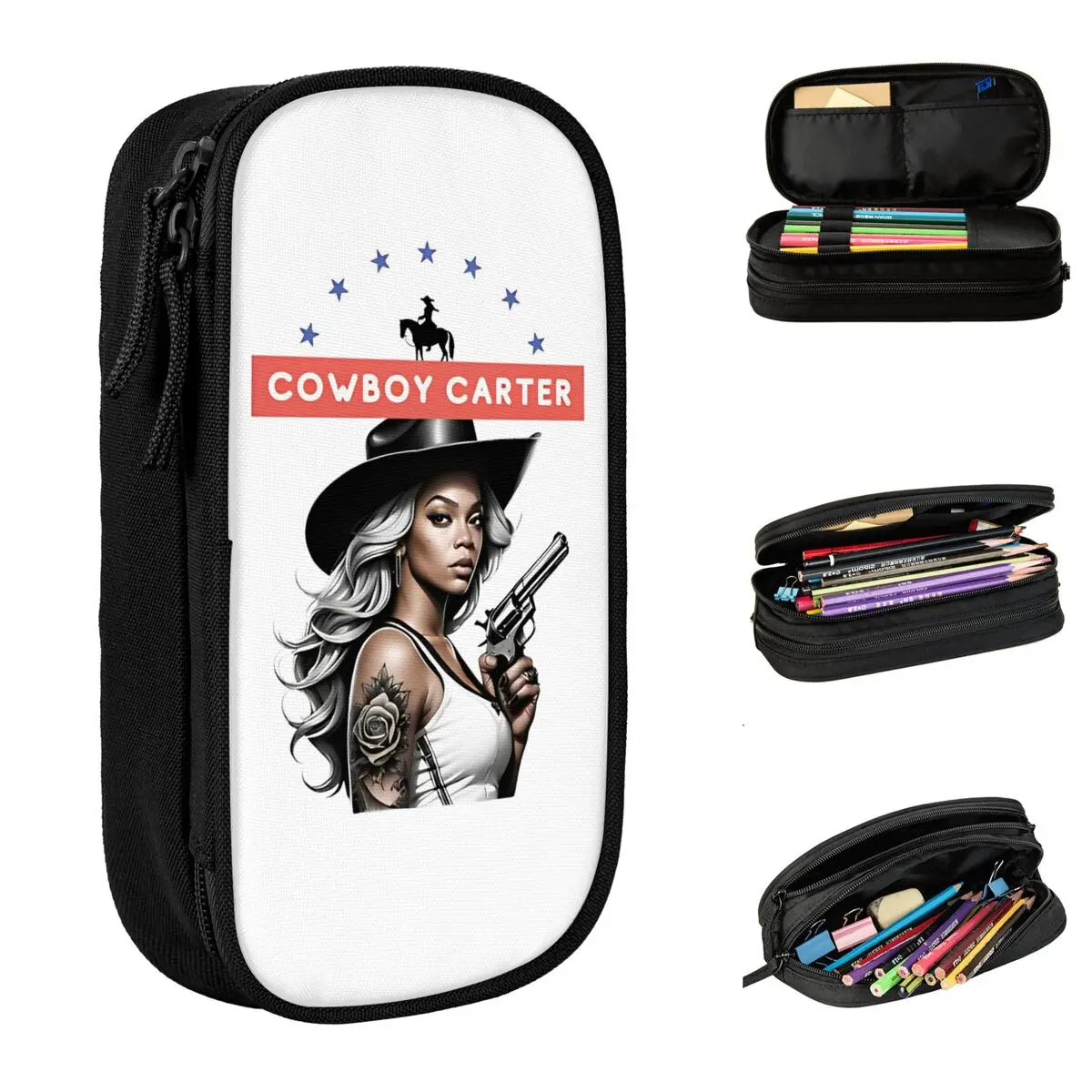 Lovely 2024 Cowboy Carter Beyonce Tattoo Music Pencil Cases Pencil Pouch Pen for Student Big Capacity Bags Students School