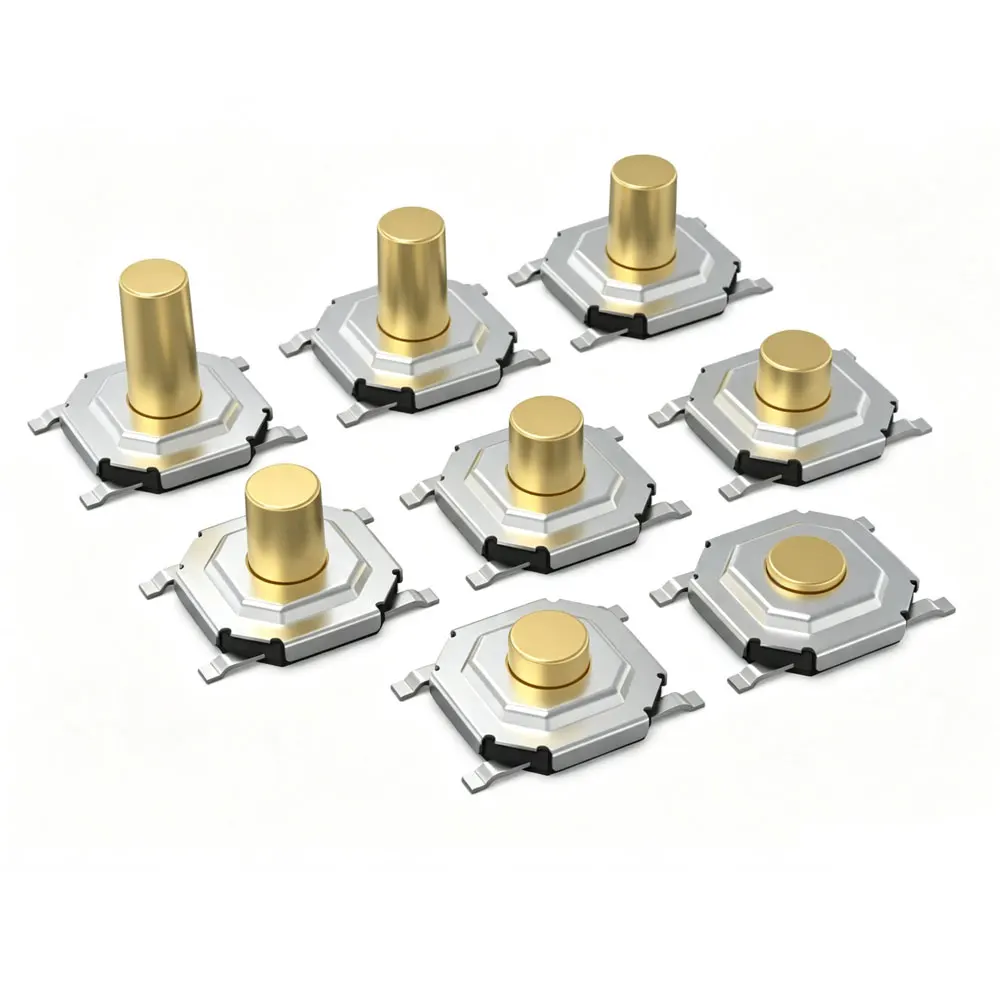 50pcs 4X4X1.5MM 1.6 1.8 2.0 3.0 5.0 SMD Tactile Tact Push Button Micro Switch 4*4*1.5mm Push Button Copper Head Keys Button 4Pin