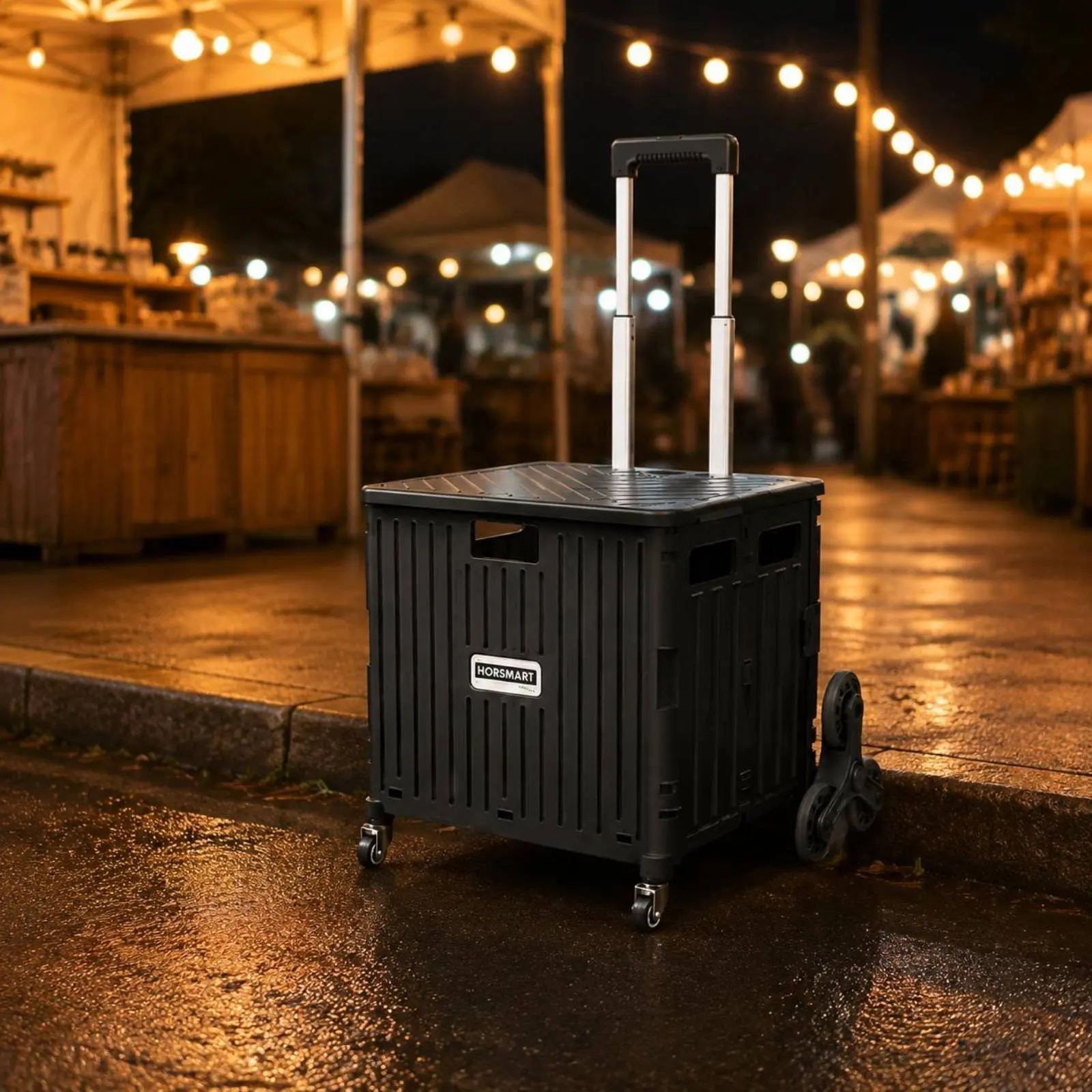 Foldable Wagon with Wheels Wheeled Collapsible Wagon Carrier Transport Gear for Market Stall