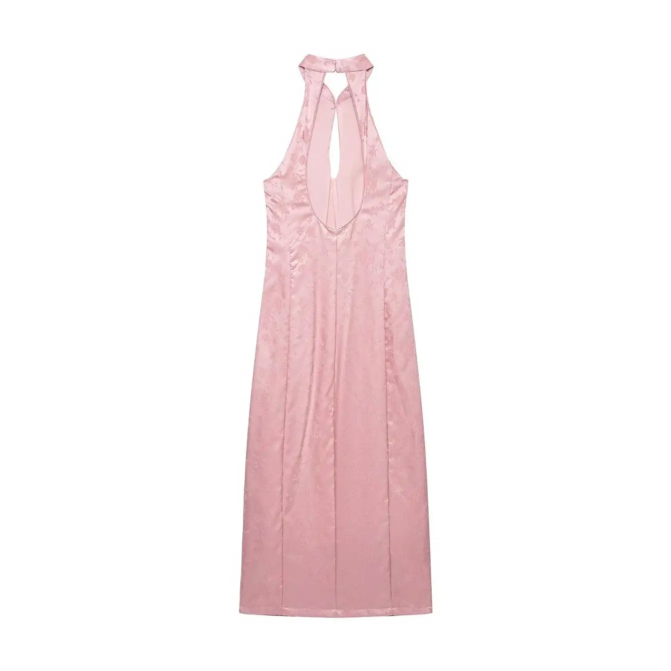 TFMLN Neues Elegantes Langes Kleid für Damen, Neckholder, Schlüsselloch-Ausschnitt, Ärmellos, Hoher Schlitz, Modisches Midi-Bodycon-Kleid für Damen – Detail 3