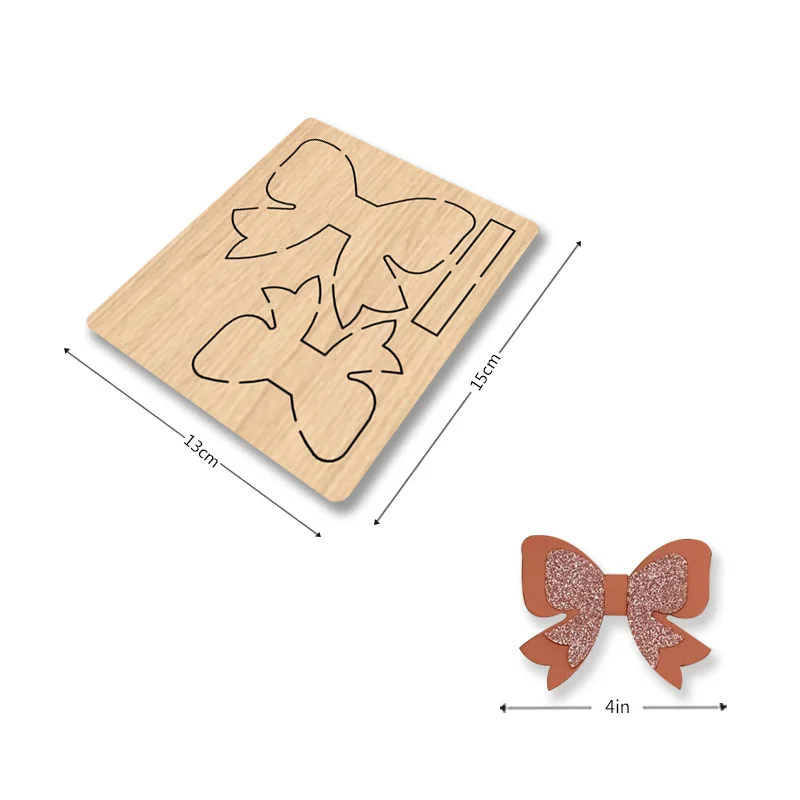 

SIZZIXDIES 1 шт. 4-дюймовые 2-слойные деревянные вырубные формы для карточек в форме банта, подходят для большинства машин