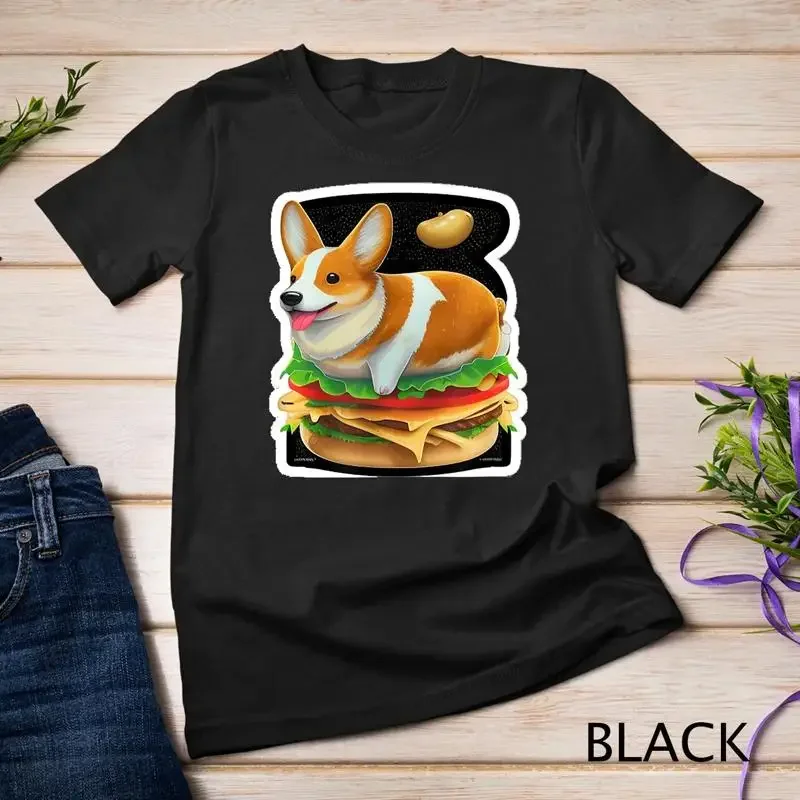 Welsh Corgi on a burger T Shirt Unisex T shirt