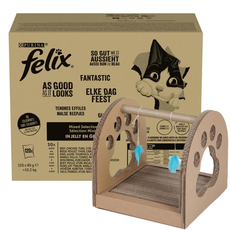 Felix fantastisches Katzenfutter in Gelee 10,2 kg (120x85g) Drapak für Katze
