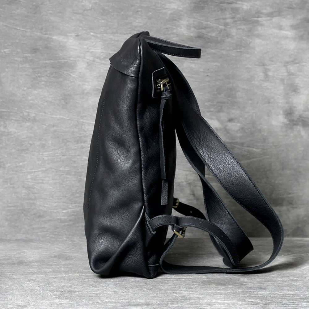 S.WORKER Lässiger Rucksack aus echtem Leder, Vollnarbenleder, Laptop-Umhängetasche, Schultasche, modisch – Detail 9
