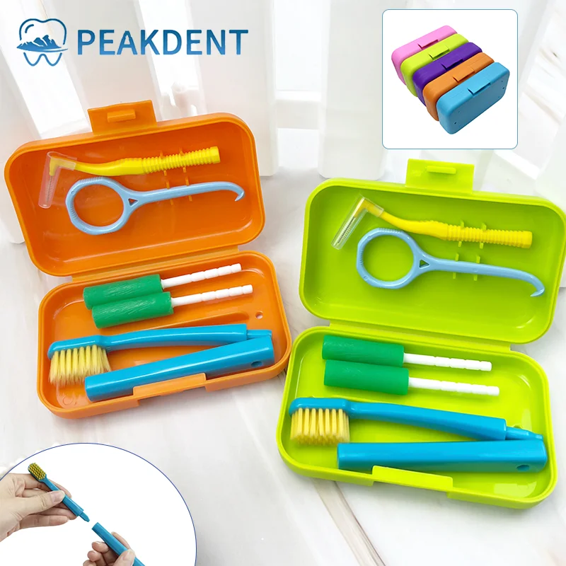 4Pcs/set Dental Care Kits Dental Orthodontic Cleaning Kit Portable Travel Teeth Cleaning Box Oral Hygiene Tools Set